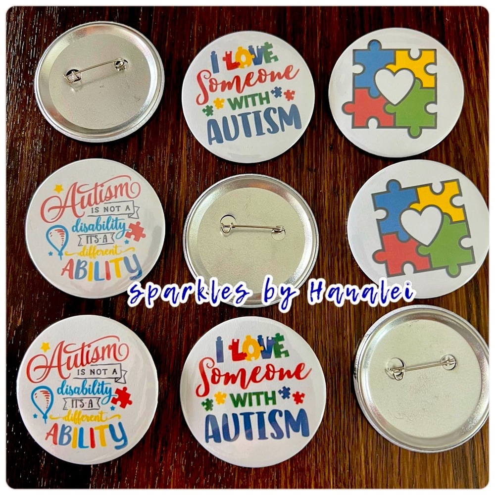 Autism awareness buttons/ pins. Pack of 3